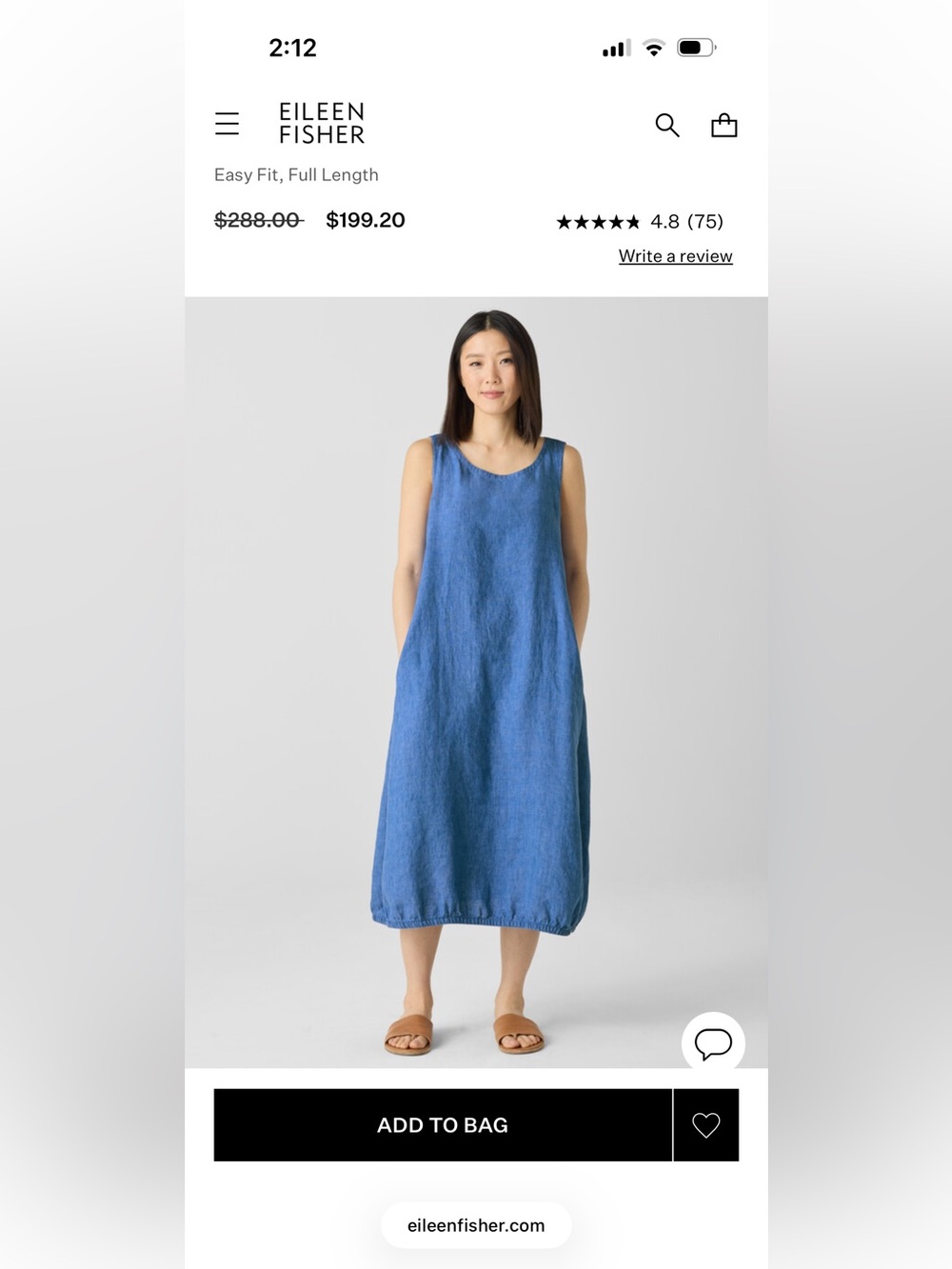 Eileen Fisher Blue Sleeveless Linen Midi Dress - Picture 2 of 7